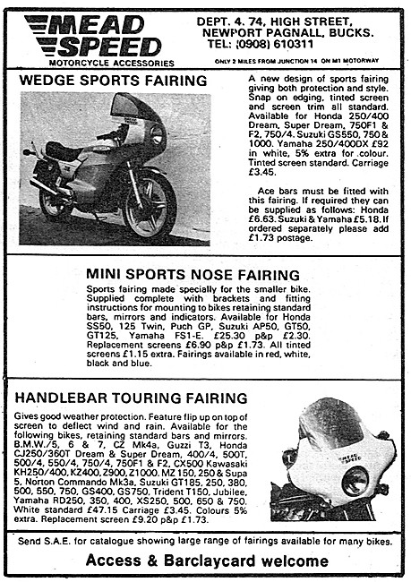 Mead Speed Motor Cycle Fairings                                  