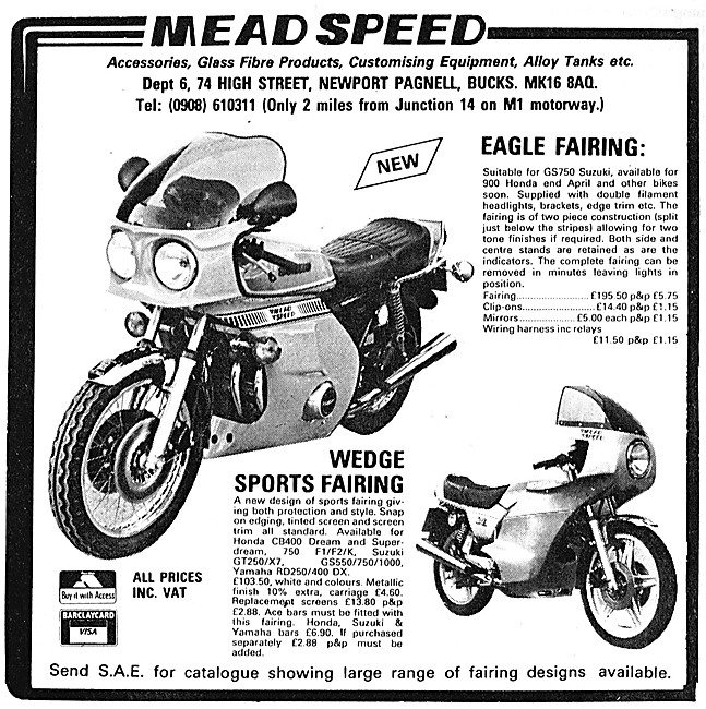 Mead Speed Eagle Motor Cycle Fairing - Meadspeed Wedge Fairing   