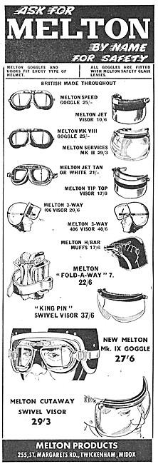 The 1964 Range Of Melton Helmet Visors                           