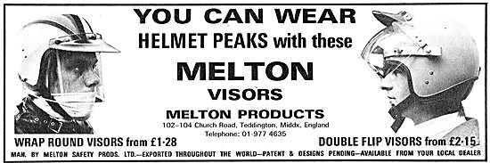 Melton Helmets & Visors 1971 Advert                              