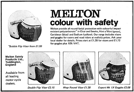 Melton Helmet  Visors 1973 Advert                                