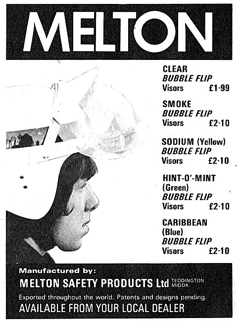 The 1973 Range Of Melton Helmet Visors                           