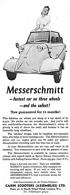 Messerschmitt Three Wheel Minicar                                
