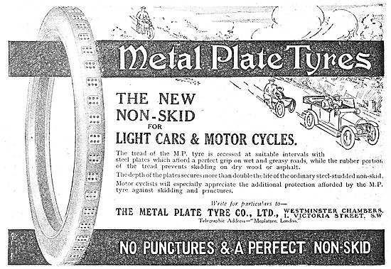 Metal Plate Motor Cycle Tyres 1914                               