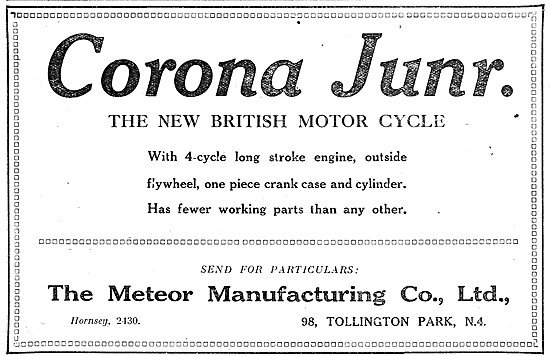 1919 Meteor Corona Junior Motor Cycle                            