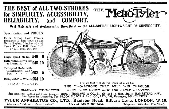 Metro-Tyler Motor Cycles 1919 Models                             