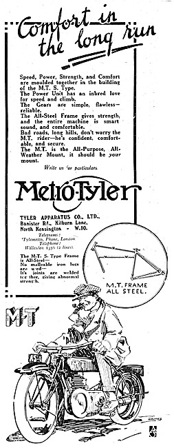 1920 Metro-Tyler Motor Cycle Advert                              