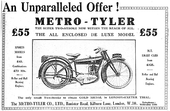 1922 Metro-Tyler Super Two-Stroke Motor Cycle                    