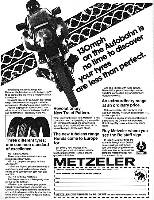 The Full Range Of Metzeler Motor Cycle Tyres For 1980            