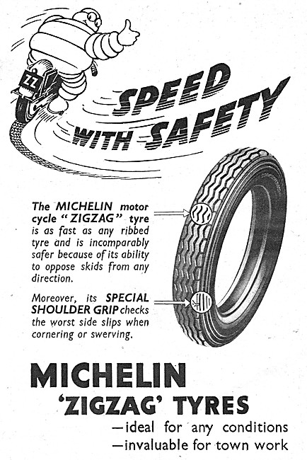 Michelin ZigZag Motor Cycle Tyresm 1950 Pattern                  