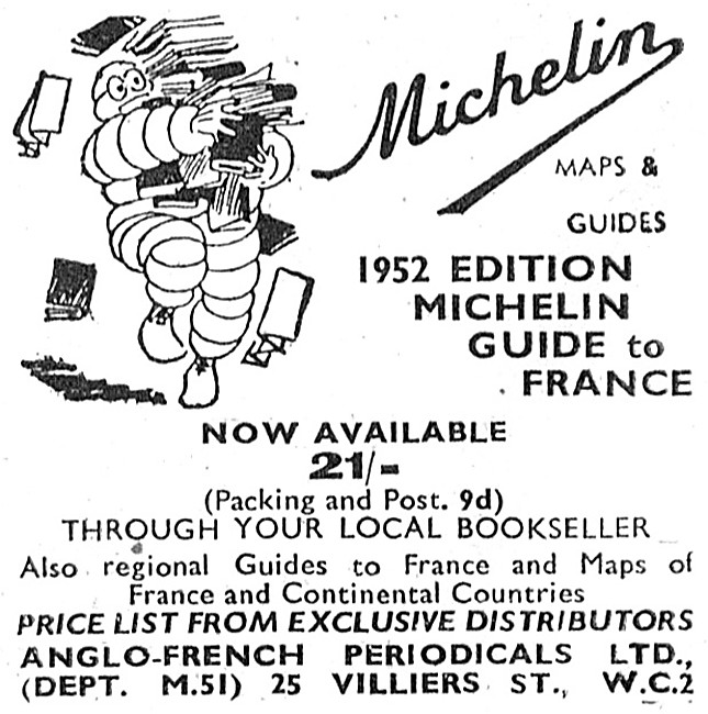 Michelin Guide 1952 Edition                                      