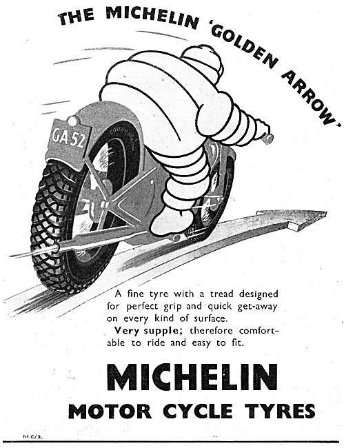 Michelin Golden Arrow Motor Cycle Tyres 1952 Advert              