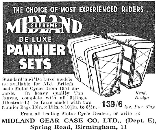 Midland Supreme De Luxe Motor Cycle Pannier Sets                 