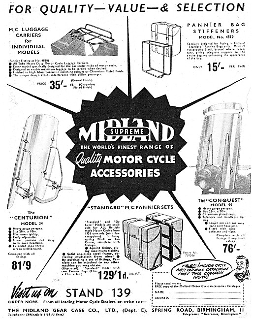 Midland Supreme Motor Cycle  Accessories                         