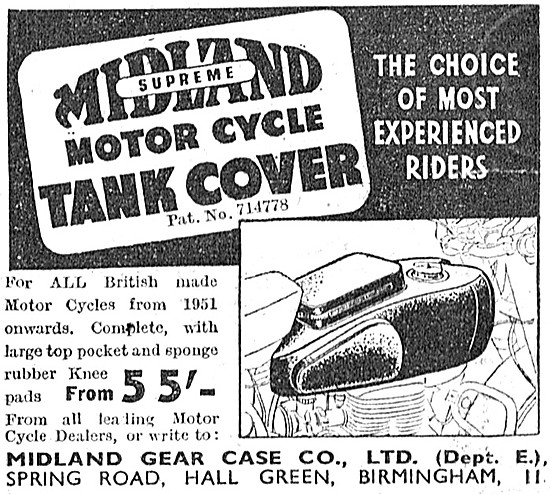 Midland Supreme Motor Cycle Tank Cover                           