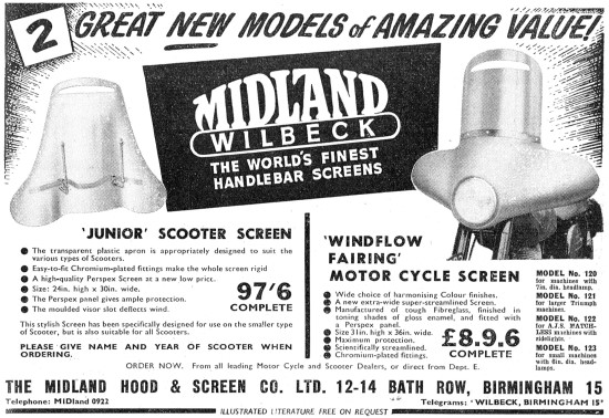 Midland Supreme Wilbeck Motor Cycle & Scooter Windscreens        