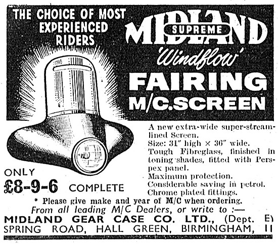 Midland Supreme Motor Cycle Fairing Windscreen                   