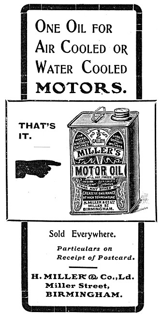 Millers Motor Oil 1904 Advert                                    