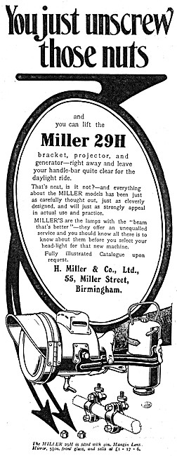 Miller Motor Cycle Lighting Equipment                            