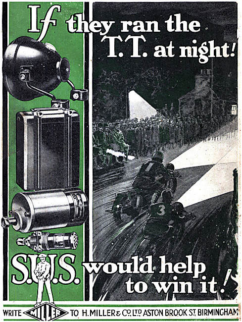 Miller S.U.S Motor Cycle Lighting Equipment 1929 Advert          