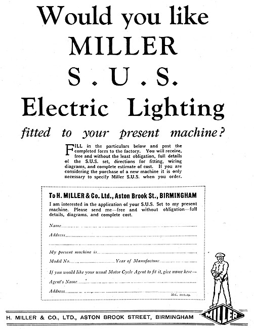 Miller SUS Motor Cycle Lighting Equipment                        