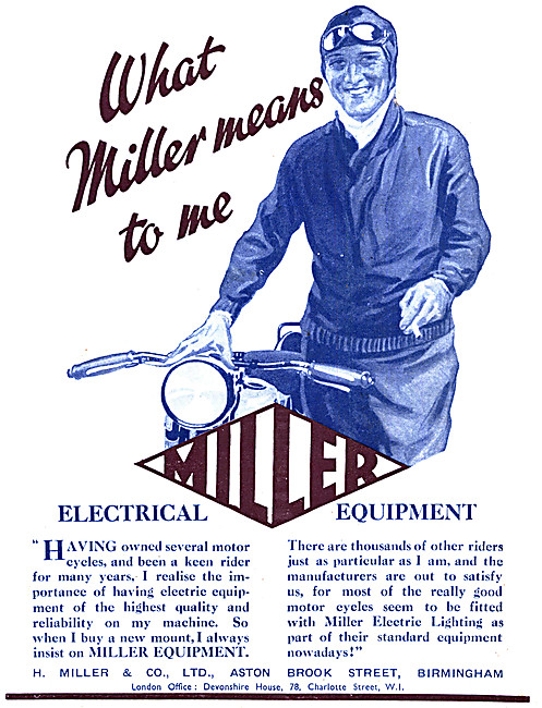 Miller Motor Cycle Accessories - Miller Electrical Equipment 1938
