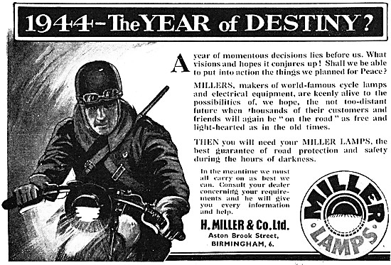 Miller Motor Cycle Lamps & Electrical Equipment 1943             