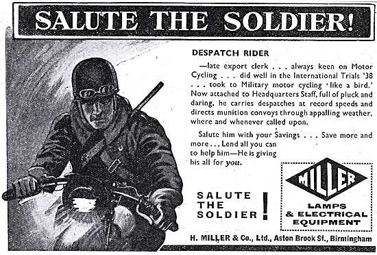 1944 Miller Motor Cycle Lighting Advert                          