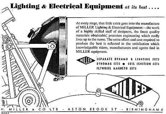 Miller Motor Cycle Lighting And Electrical Equipment             