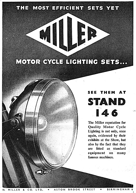 Miller Motor Cycle Lighting Sets                                 