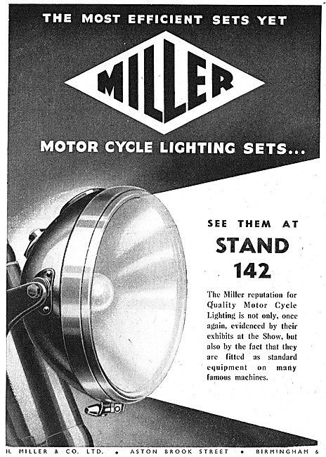 Miller Motor Cycle Lighting Sets - Miller Electrical Products    