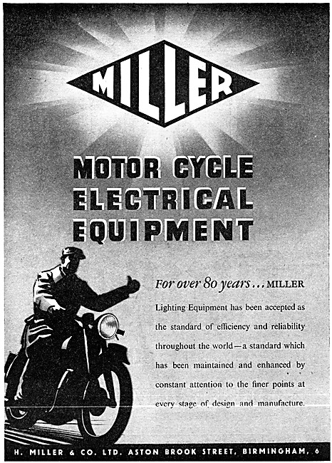 Miller Motor Cycle Electrical Equipment                          