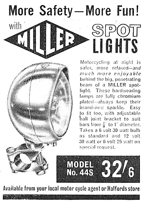 Miller Model 44S Motor Cycle Spotlights                          