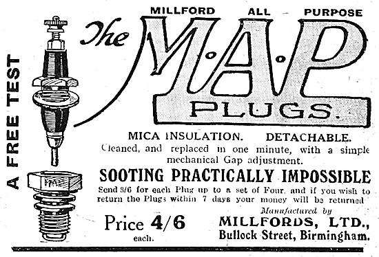 Millfords Spark Plugs - Millfords M.A.P. Spark Plugs             