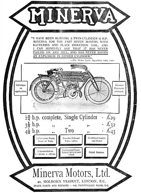 Minerva Motor Cycles - 1907 Minervas                             