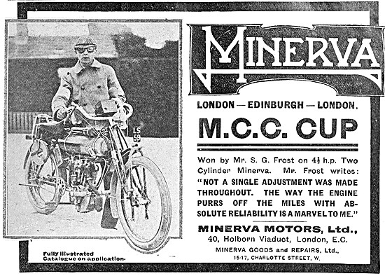 1908 4.5 hp Minerva Twin Cylinder Motor Cycle                    