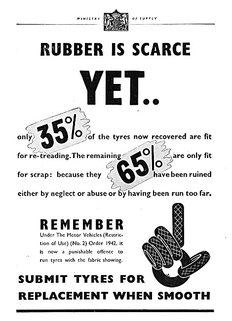 Ministry Of Supply Tyre Care Tips On How To Conserve Rubber 1943 
