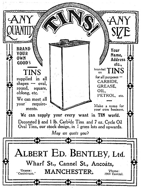 Albert Ed Bentley Tins & Cans Makers                             