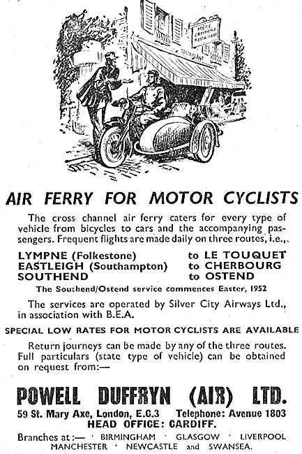 Air Ferry For Motorcyclists 1952                                 