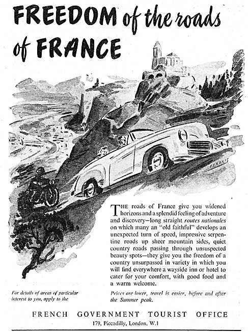 Visit France - French Government Tourist Office Advert 1953      