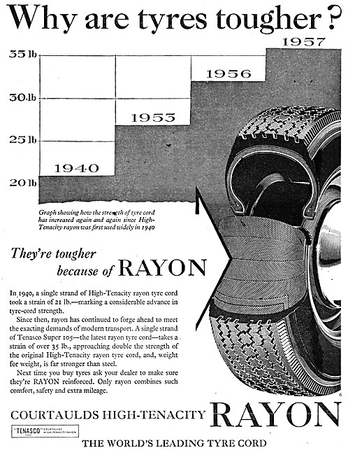 Courtaulds High-Tenacity Rayon Tyre Cord - Tenasco 1958 Advert   