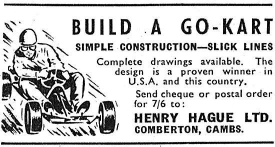 Henry Hague Go-Kart Construction Kits 1960 Advert                