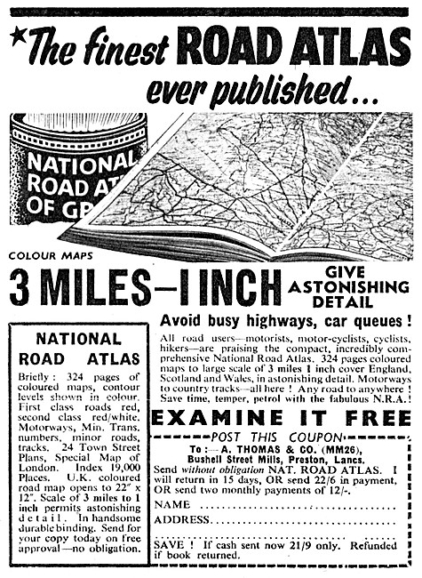 1962 National Road Atlas Of Great Britain                        