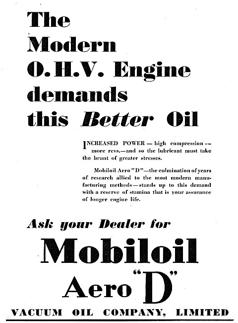 1931 Mobiloil Aero D Motor Oil                                   