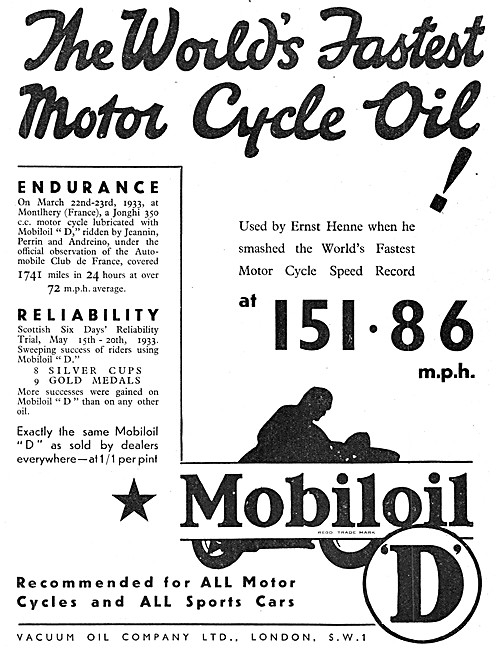Mobilgas Petrol - Mobiloil D Oil                                 