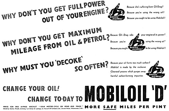 Mobilgas Petrol - Mobiloil 'D' Motor Oil                         