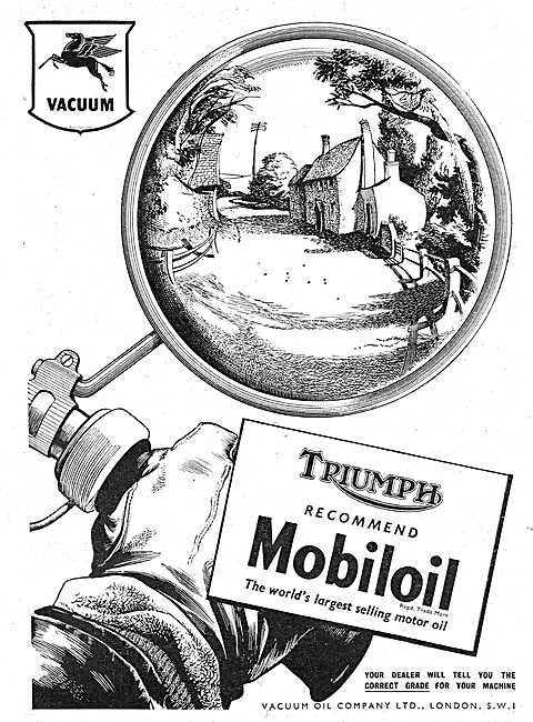 Mobilgas Petrol - Mobiloil Motor Oil 1950 Advert                 