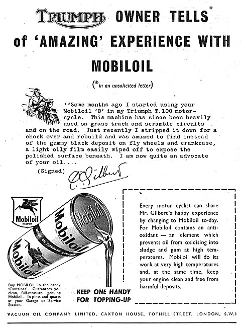 Mobiloil Motor Oil                                               