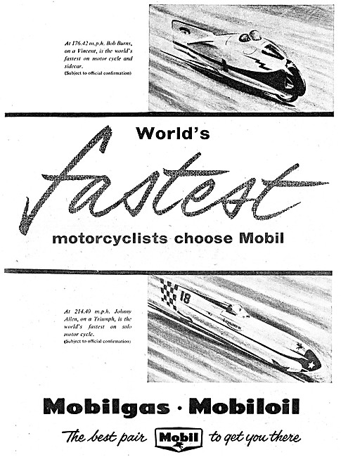 Mobilgas Petrol - Mobiloil Motor Oil 1957 Advert                 