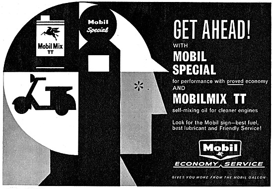 Mobilgas Petrol - Mobiloil Motor Oil - Mobilmix TT Two Stroke Mix